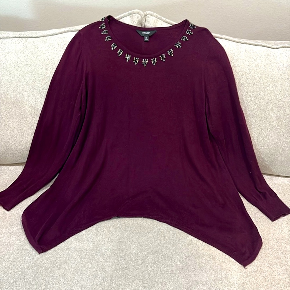 Simply Vera Vera Wang Plum Embellished Sweater